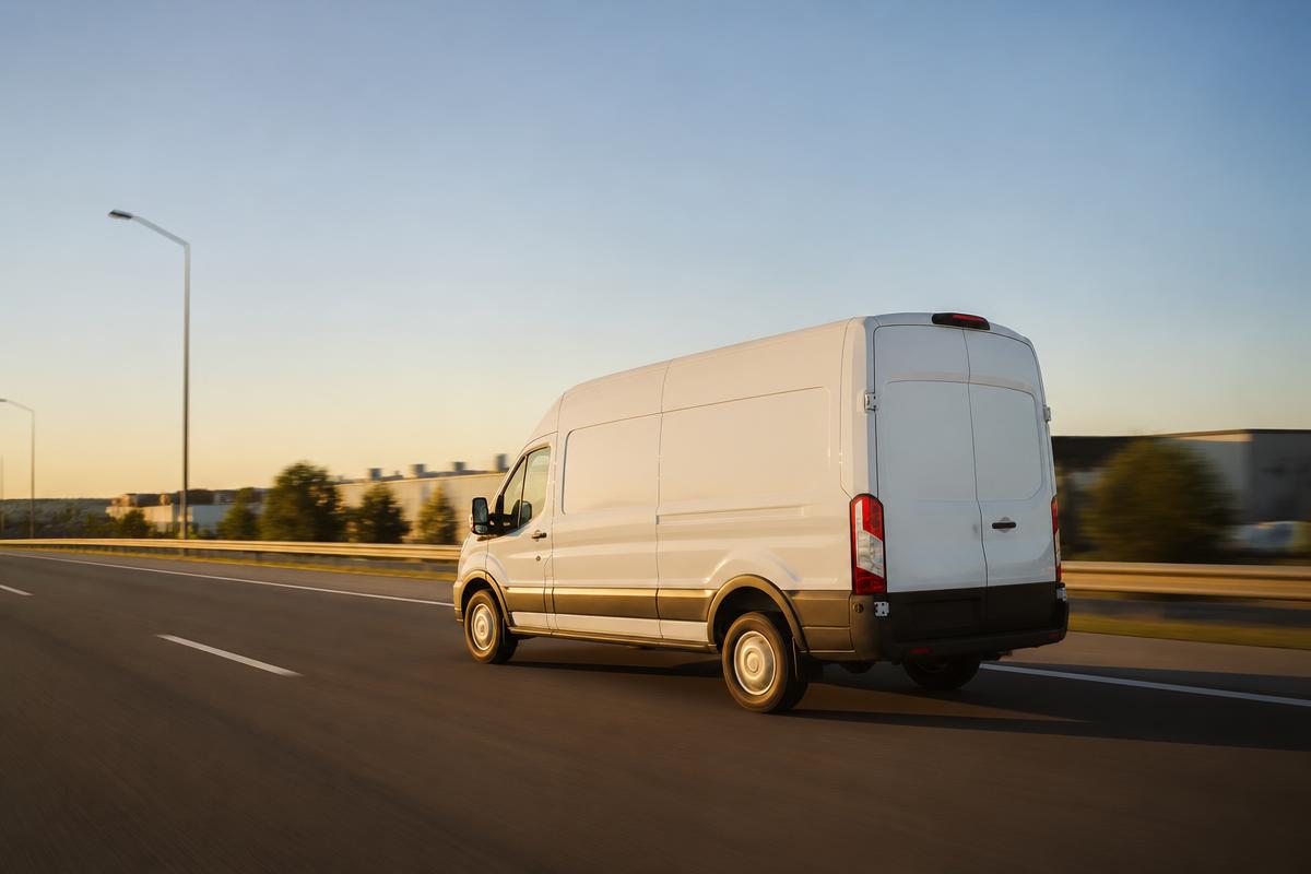 CLW Courier delivery van in motion on a highway